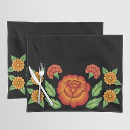 Mexican Folk Pattern – Tehuantepec Huipil flower embroidery Placemat