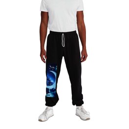 Birds Flying over a Blue Crescent Moon Sweatpants