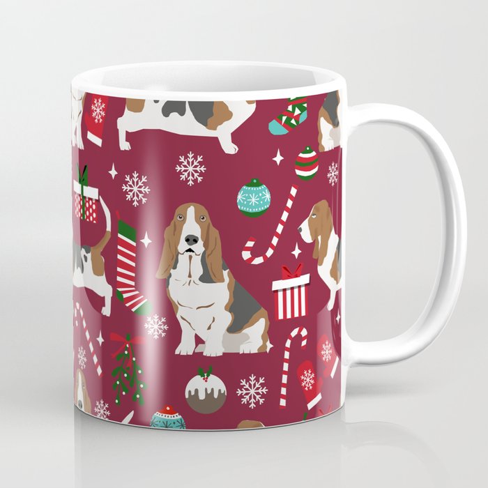 Basset Hound christmas pattern christmas dog breed pet friendly gifts Coffee Mug