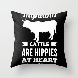 Highland Cattle Are Hippies At Heart Throw Pillow