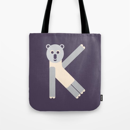 Letter K // Animal Alphabet // Koala Monogram Tote Bag