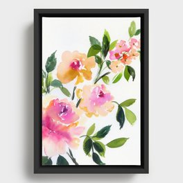 pale peach flowers Framed Canvas