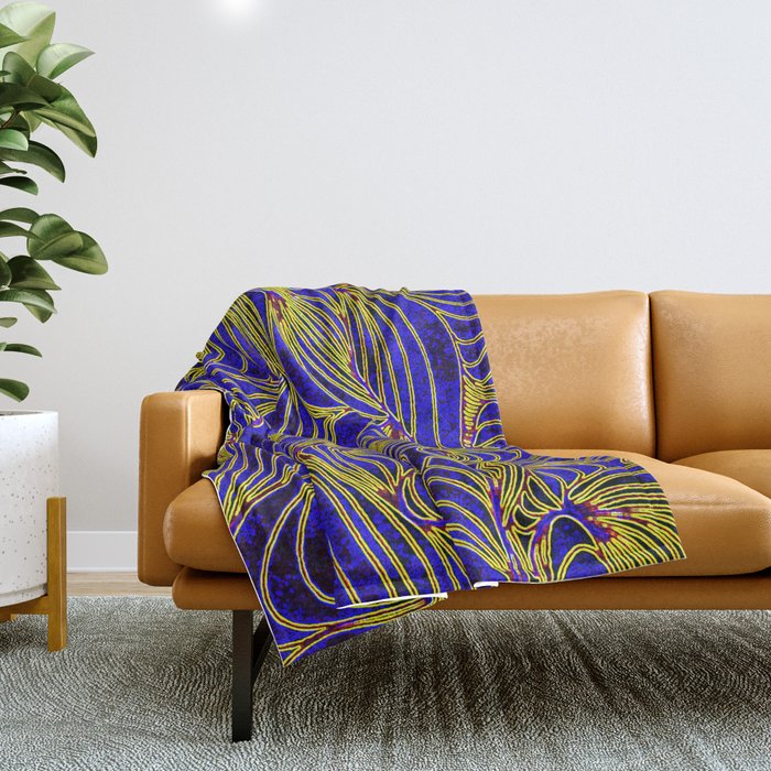 Curves in Yellow Royal Blue Throw Blanket by Nancy J s Photo