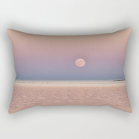 Full Moon rising over the ocean Rectangular Pillow