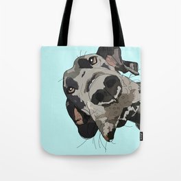 Great Dane in your face (teal) Tote Bag