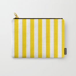 Narrow Vertical Stripes - White and Gold Yellow Carry-All Pouch