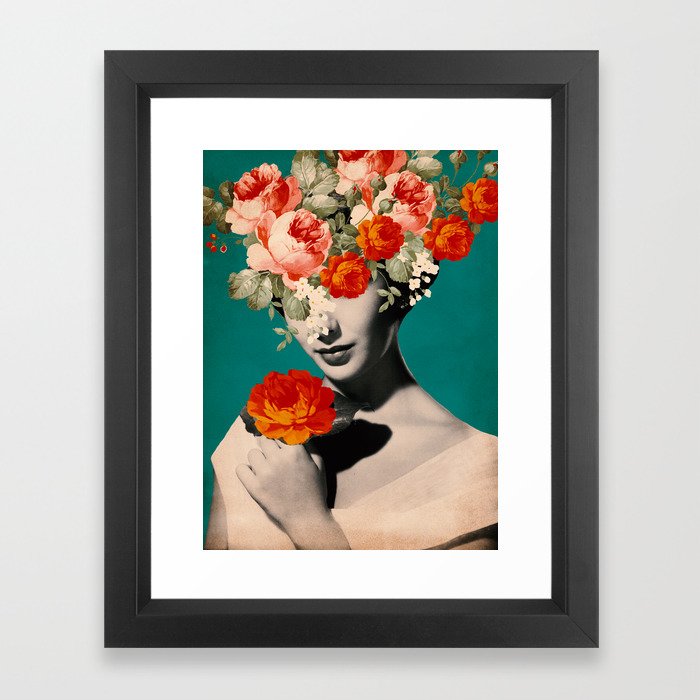 WOMAN WITH FLOWERS Framed Art Print