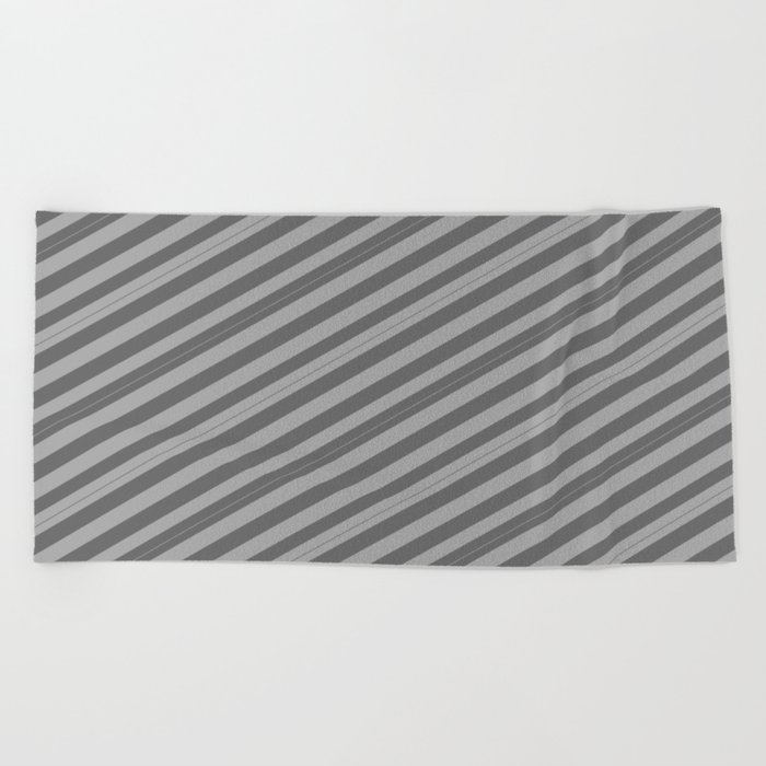 Dark Grey and Dim Gray Colored Lined Pattern Beach Towel