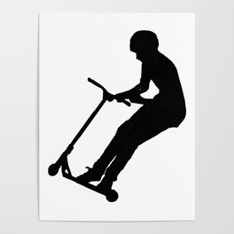 Getting Air! - Stunt Scooter Boy Silhouette Poster