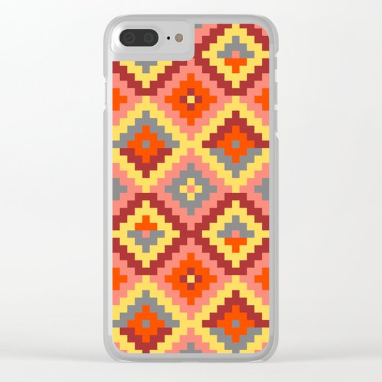 Aztec pattern - brown, rose, yellow Clear iPhone Case