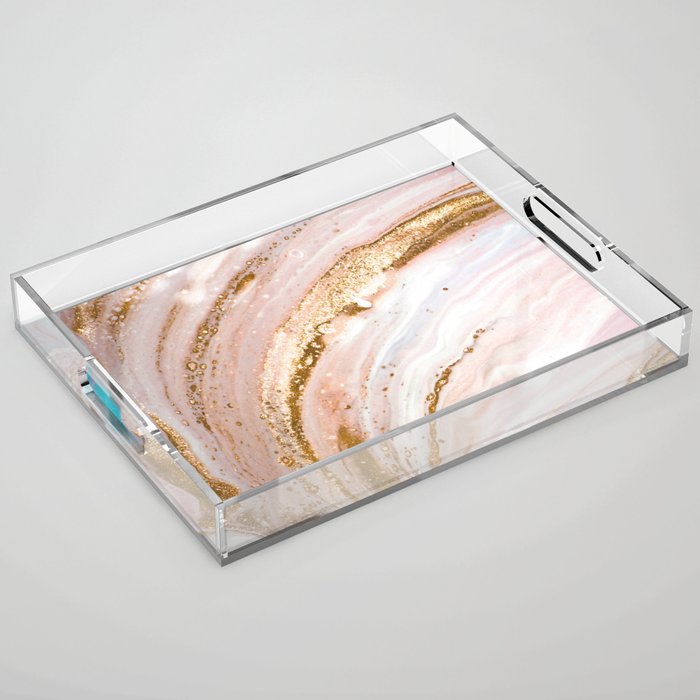 Blush Pink And Gold Liquid Color  Acrylic Tray