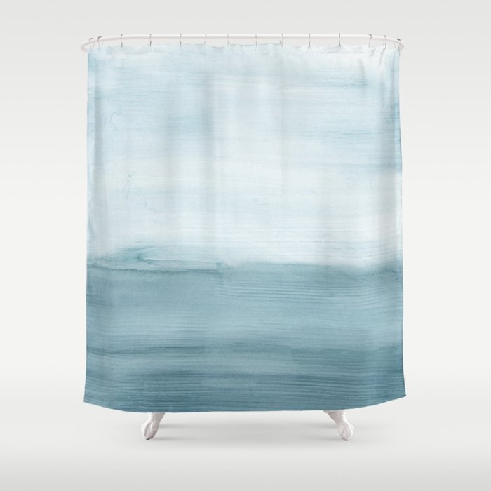 Ocean View / Minimalist Abstract Watercolor Shower Curtain