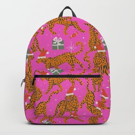 Fashionable cats with Christmas hats and gifts in fuchsia pink background  Backpack | Abstract, Red Lips, Leopard, Gift, Cat, Tiger, Pattern, Christmas, Animal, Painting 