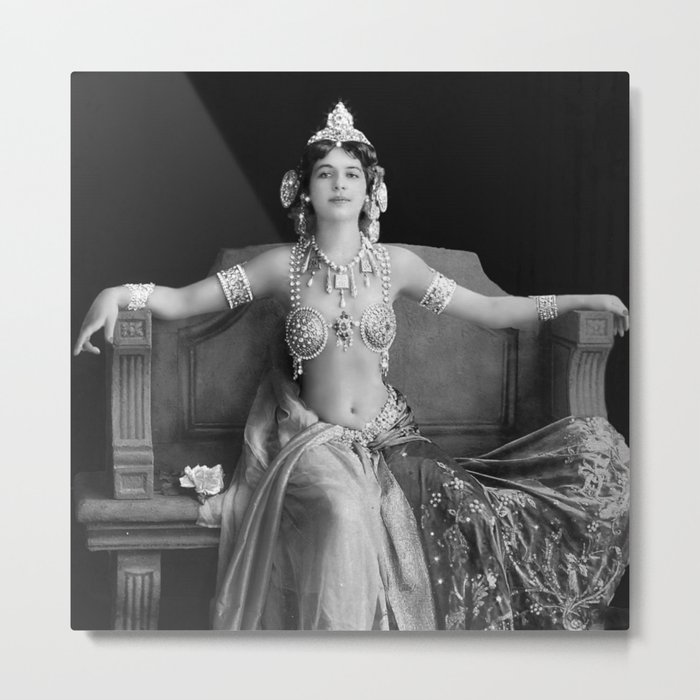 Mata Hari, Famous French Dancer and Femme fatale black and white photograph / black and white photography Metal Print