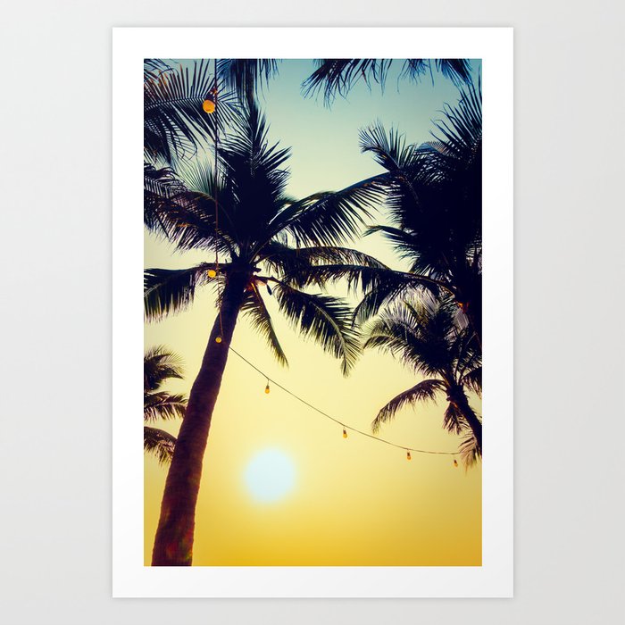 Vintage Palm Trees With Patio Lanterns Art Print By Followmeaway