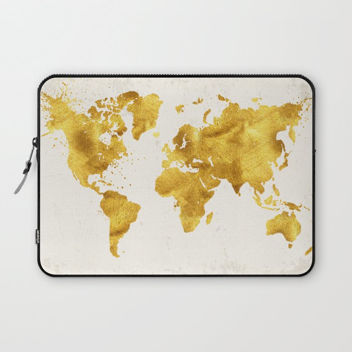 24 Karat World, faux gold world map Laptop Sleeve