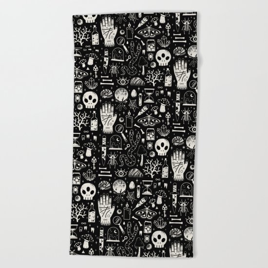 Curiosities: Bone Black Beach Towel