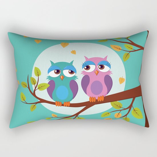 Sleepy owls in love Rectangular Pillow
