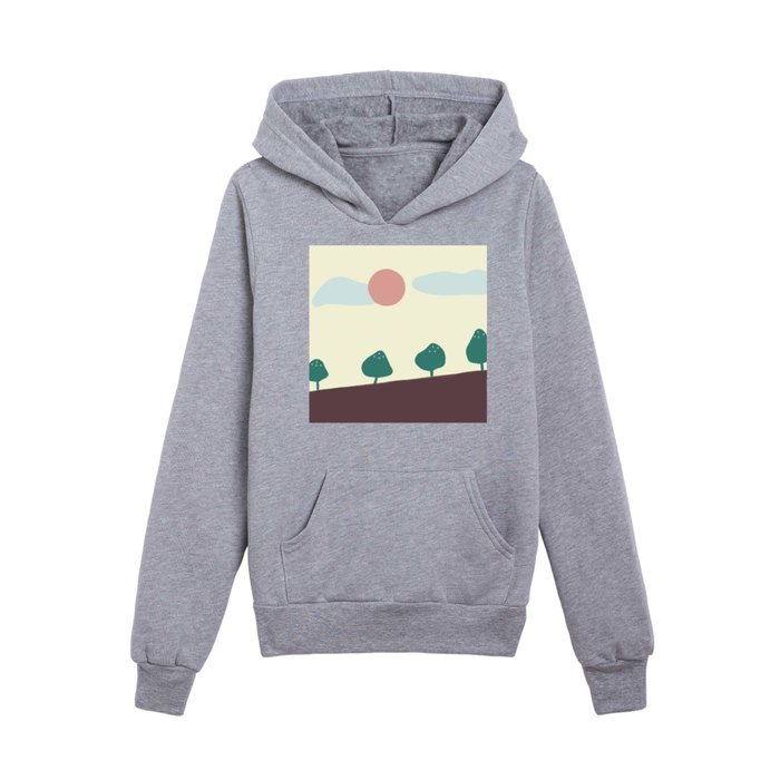 Trees along the hill Kids Pullover Hoodie