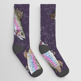 Rainbow Trout Pattern - Dark Purple Socks
