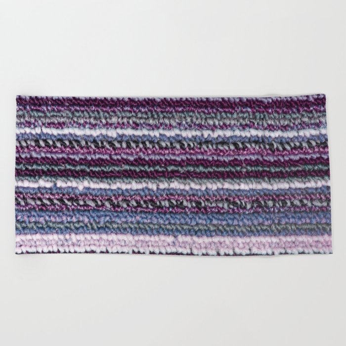 Carpet Stripes Eggplant Purple Steel Blue Beach Towel