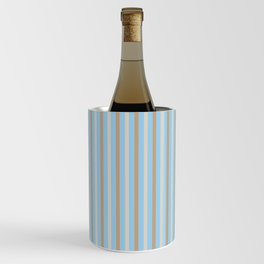 Vertical light blue and beige striped pattern - wood colors of maple and birch tree Wine Chiller
