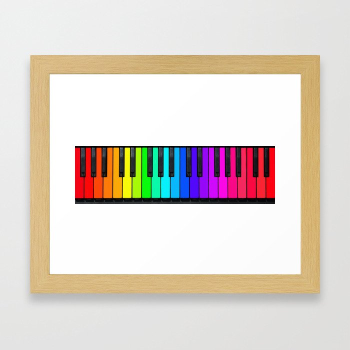 Rainbow Piano Keyboard  Framed Art Print
