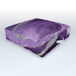 Purple Marble Agate Silver Glitter Glam #1 (Faux Glitter) #decor #art #society6 Outdoor Floor Cushion