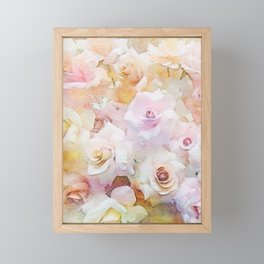 Cream and Pink Paper Roses Framed Mini Art Print