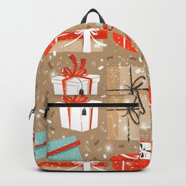 Christmas Gifts Backpack | Happy, Pop Art, Pattern, Giftbox, Ribbon, Shopping, Christmaspresents, Ribbons, Holidaygifts, Birthdaygift 