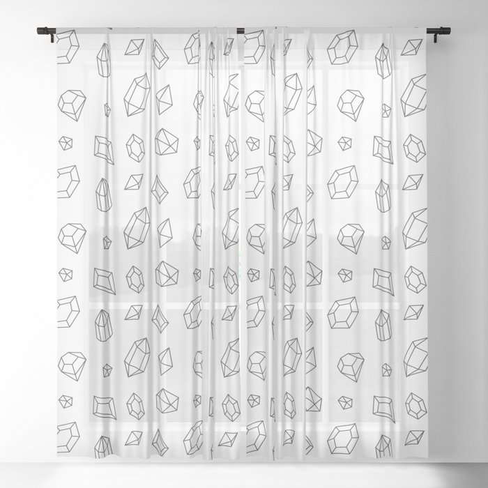 Dark Grey Gems Pattern Sheer Curtain