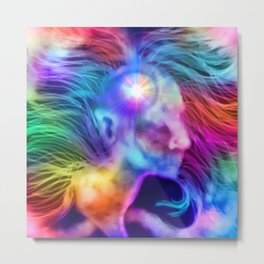 Psychedelic Rainbow Woman Silhouette Metal Print