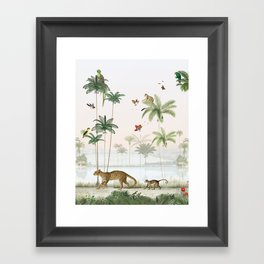 Tropical jungle palms and animals | Framed Art Print