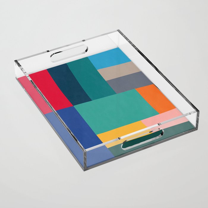 Abstract Color Block Geometric Acrylic Tray