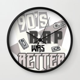 90s Rap Music graphic Retro Hip Hop Rapper design Wall Clock