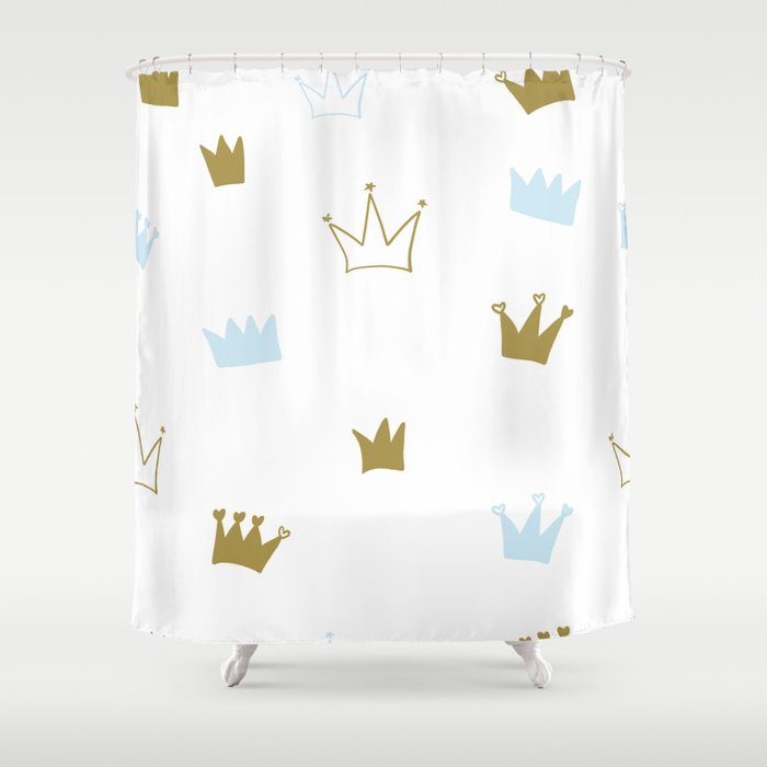 Hand Drawn Crown Seamless Baby Boy, Boy Shower Curtains