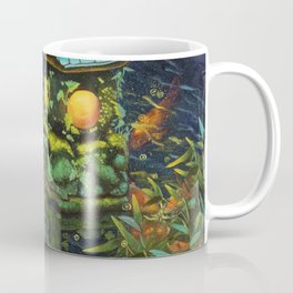 Stone lantern with Koi fishes oil painting Coffee Mug
