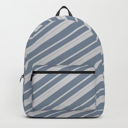 [ Thumbnail: Light Gray & Light Slate Gray Colored Lined Pattern Backpack ]