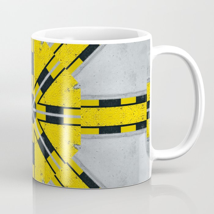 Urban Crossroads - Aerial Concrete Bold Bright Tribal Abstract Gray Yellow Coffee Mug