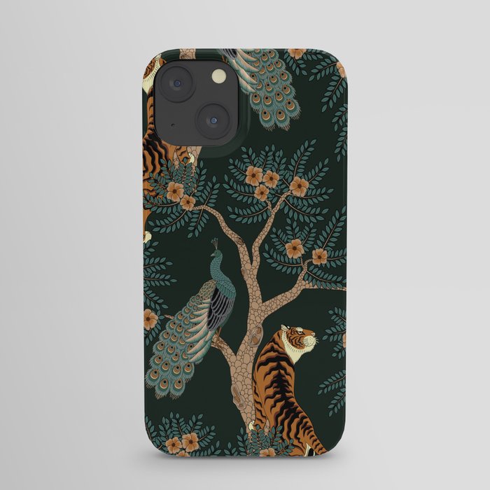 Vintage tiger and peacock iPhone Case