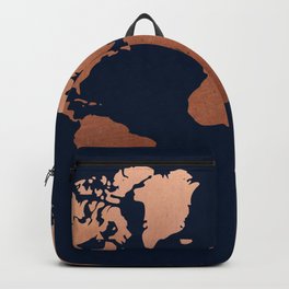 World map navy blue and copper Backpack