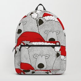 Christmas Bears Backpack | Digital, Pattern, Festive, Santa, Santahat, Cute, Cub, Christmas, Ink Pen, Patterndesign 