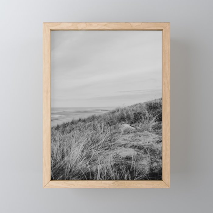 Black and white dunes Framed Mini Art Print