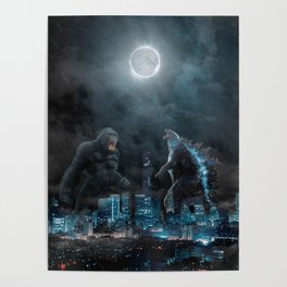 Godzilla vs Kong in the moonlight Poster