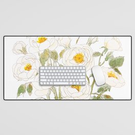 white rose bouquet  watercolor and ink  Desk Mat