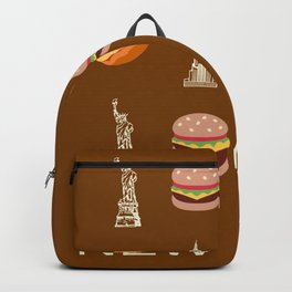 New York Retro Art Illustration Decor Vacations Modern Decor Boho Brown Chocolate Tones Backpack
