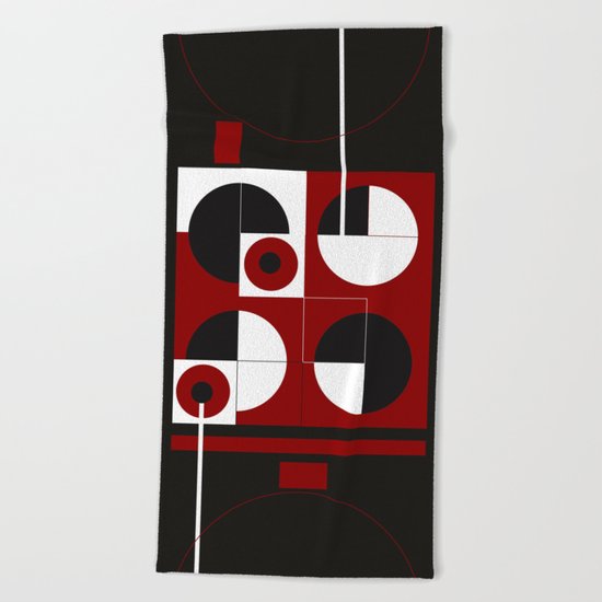 Geometric/Red-White-Black 1 Beach Towel