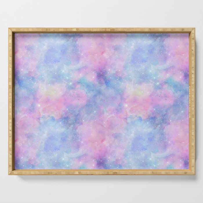 Pink Blue Universe Painting Serving Tray