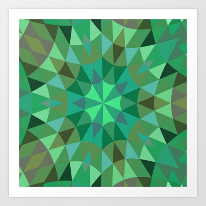 Green Retro Geometry Art Print