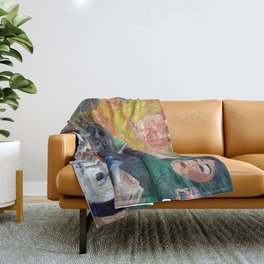 Attributes of an artist's studio & palette surrealism portrait painting by James Ensor Throw Blanket